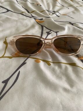 Catherine Malandrino Translucent Pink Cat-Eye Sunglasses with Brown Lenses